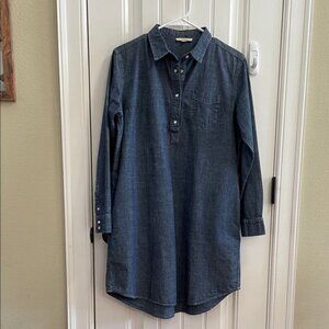 Easel Denim Blue Long Sleeve Shirt Dress